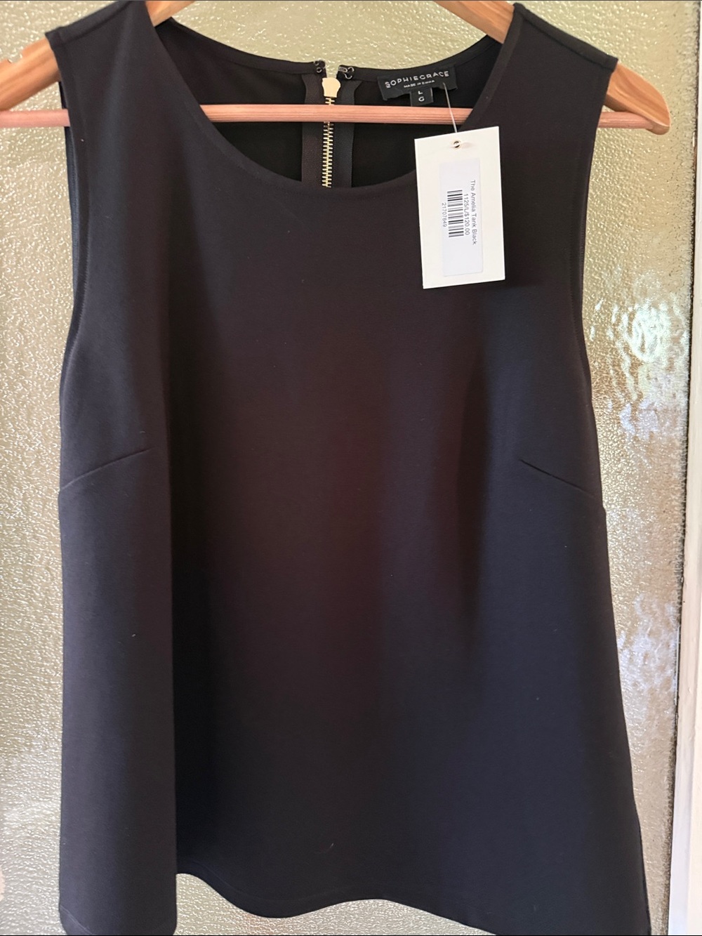 NWT Sophie Grace Amelia Black Tank with Back Zip